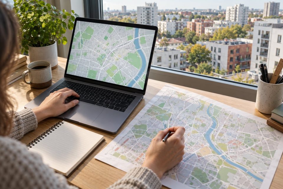 Porównywanie map i dokumentów planistycznych na biurku