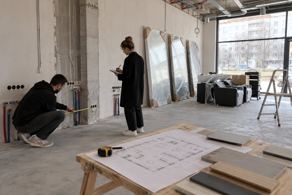 Pomiary punktów wodnych i instalacji przed adaptacją salonu